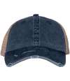 NS027 Native Spirit Washed Trucker Destroy Cap Navy / Beige colour image